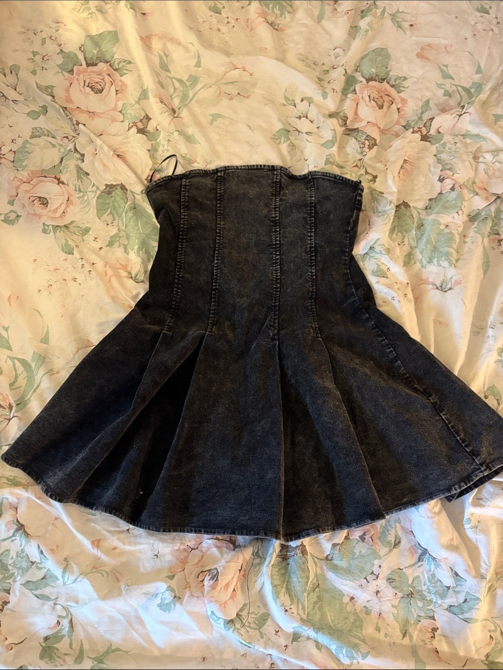 Black Denim Corset Mini Dress